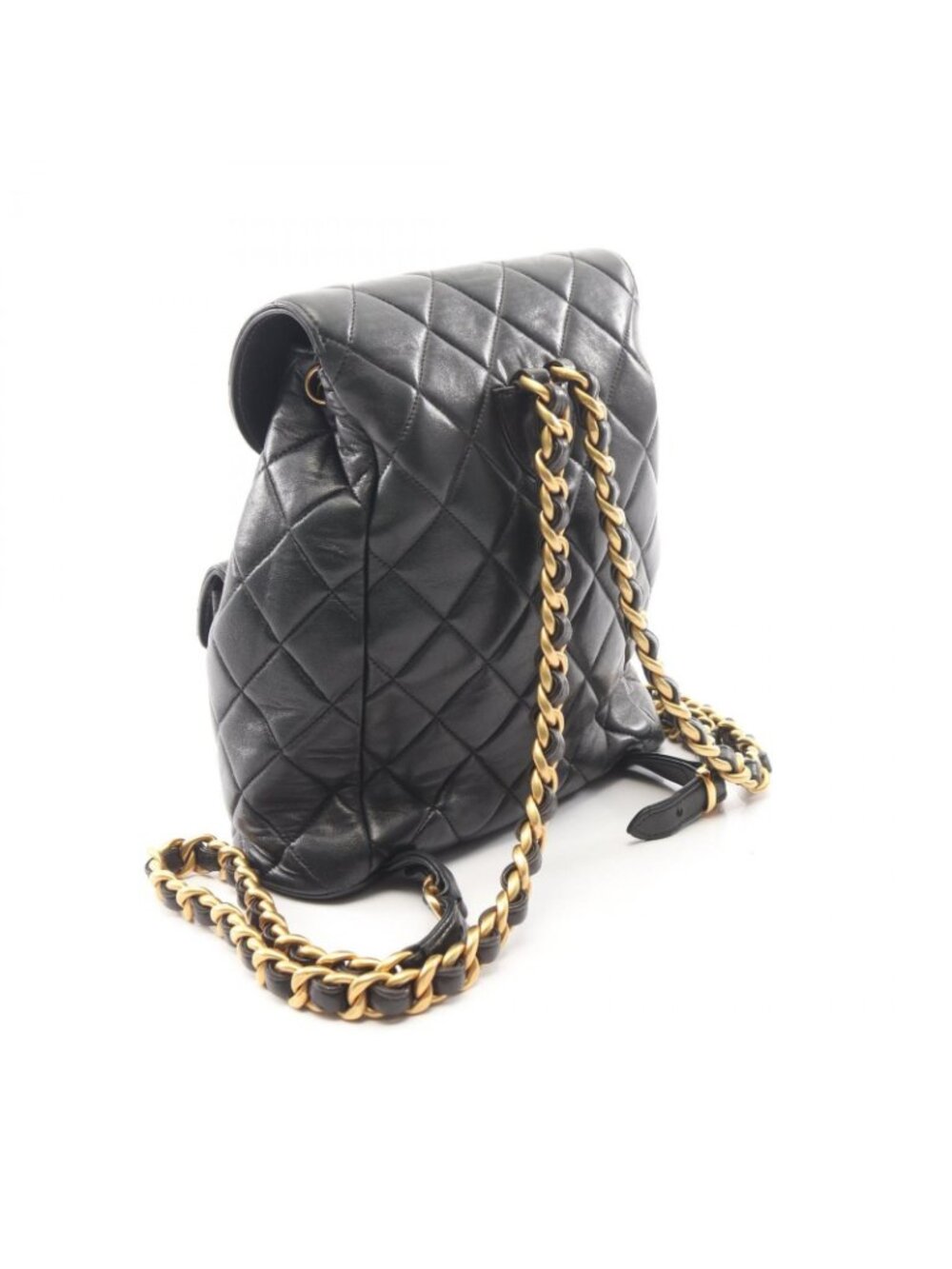 Chanel Backpack Quilted Black Lambskin Double Turnlock Chain - Picture 2 of 13